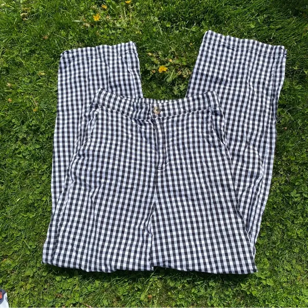 Nordstrom Straight Leg Pants In Black- White Gingham - Image 2