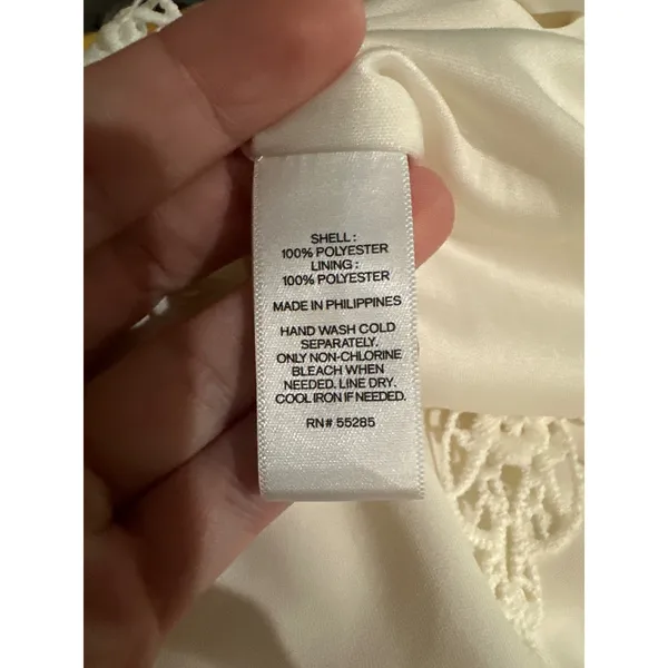 EXPRESS | NWT Woman's Off White Strappy Lace‎ Hem Shift Mini Dress, Size 10 - Image 7