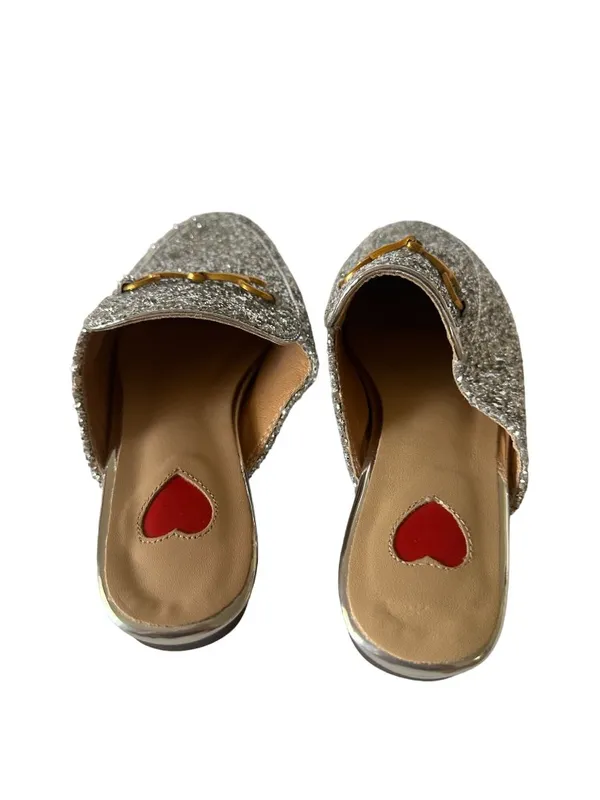 ARQA Womens Silver Glitter Loafer Mules Size 36/6 - Image 7