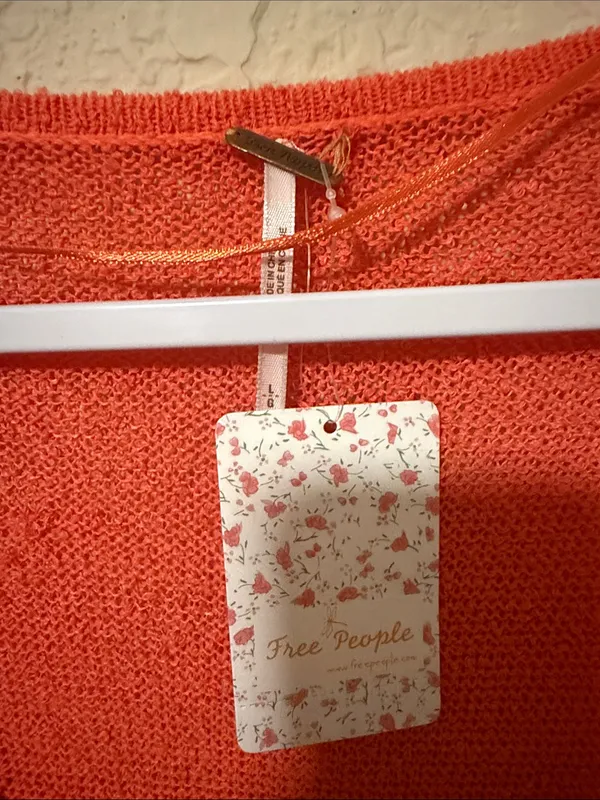 Free People Lightweight V-Neck Knit Sweater - Coral Red - Image 2