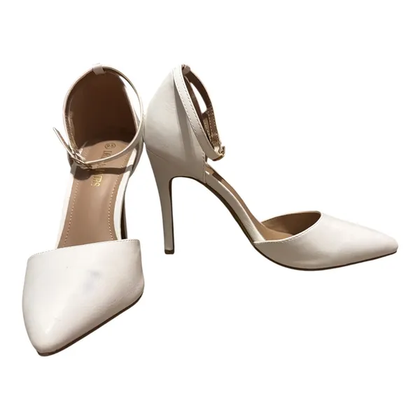 Dream Paris White Ankle Strap Pointed Toe Stilettos, Size 9.5 - Image 2