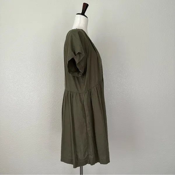 Universal Threads Linen Blend Olive Green Short Sleeves Shift Dress, Sz Large - Image 7