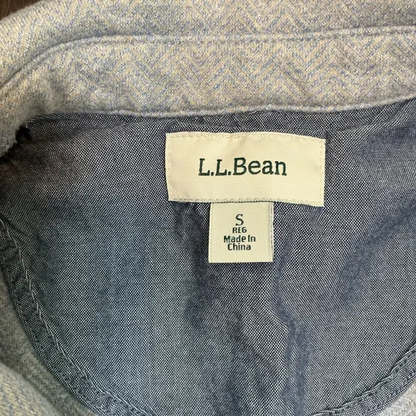 LL Bean Herringbone Knit Blazer Light Blue Grey Cotton Jacket S Regular 290573 - Image 2