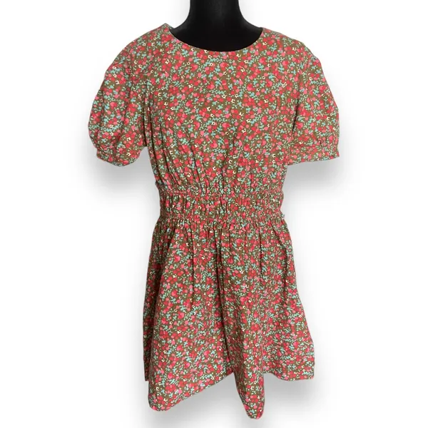 Free‎ People Pennie Floral Mini Dress Puff Sleeve Smocked Waist Women's Large - Image 6