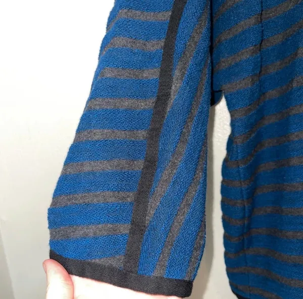 Madewell Striped Back Zip Sweater Blue & Gray Boxy Pullover - Image 4