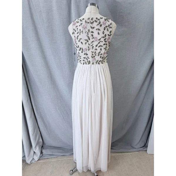 NWT Adrianna Papell Ivory Floral Beaded Sequin‎ Maxi Dress Size 6 Garden Party - Image 9
