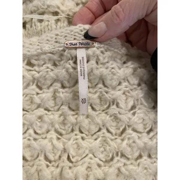 Free People Chunky Knit Boho Sweater Crotchet Soft Thick Oversized Size Small XS - Image 5