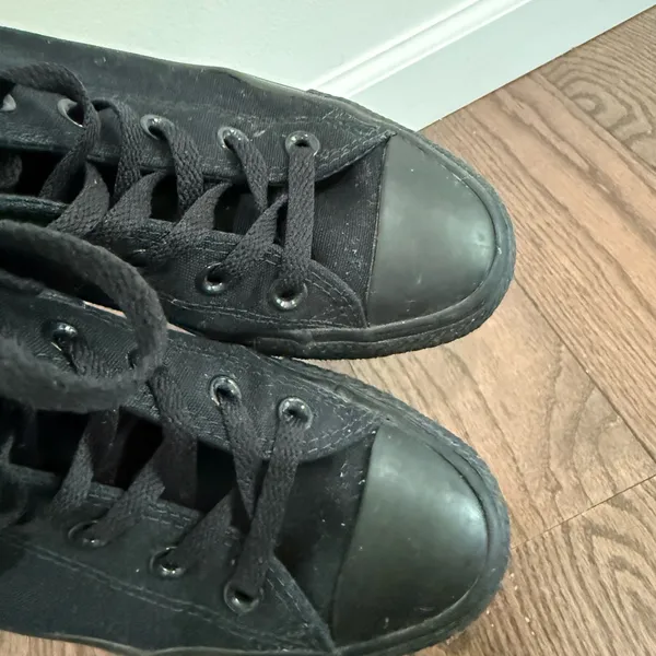Converse All Black High-Top Sneakers size 8 - Image 2