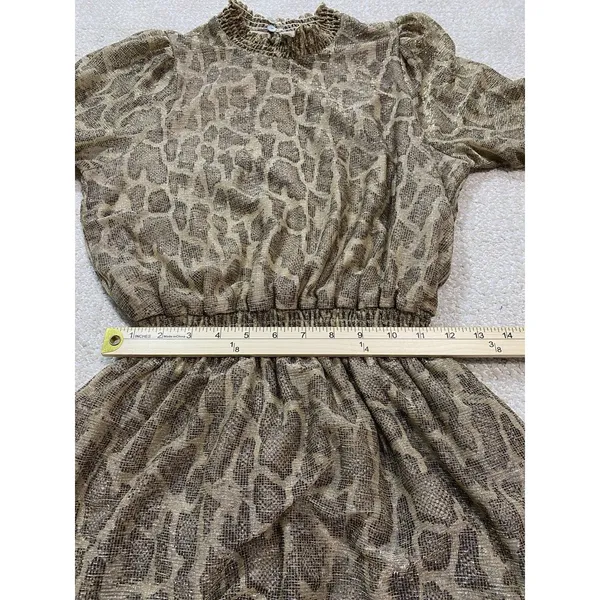 SHOW ME YOUR MUMU Russo Python Gold Shimmer Tiered Ruffle Mini Dress Sz S - Image 13
