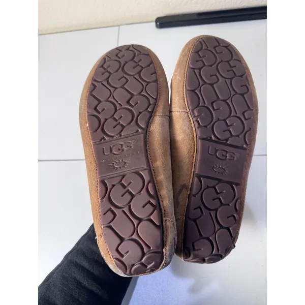 UGG Ansley Moccasin Slippers Women Size 10 Brown Suede Shearling Minimalist‎ - Image 7