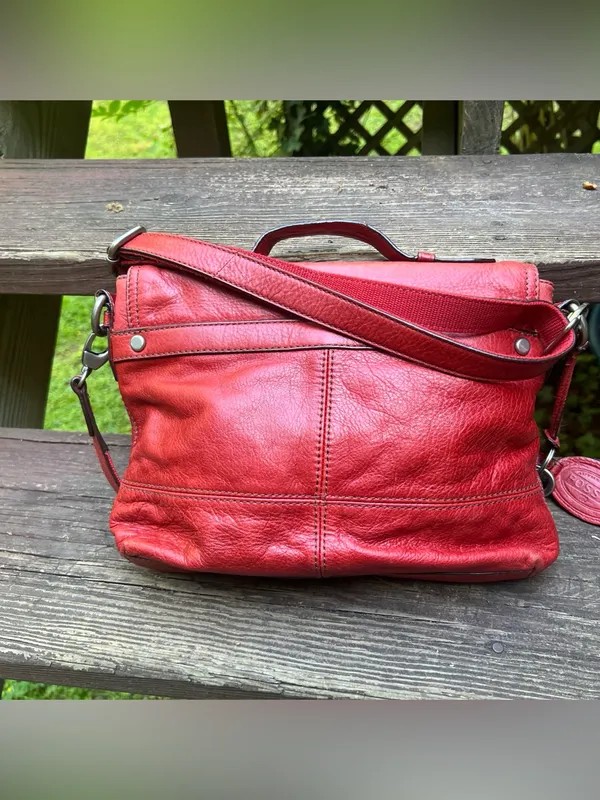 Fossil Maddox Genuine Leather 1954 Red Crossbody Handbag Satchel Purse ZB5032 - Image 16