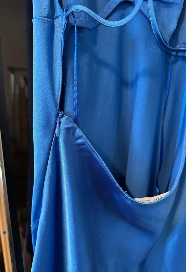 ZARA Blue Satin Silk Dress Size Small - Image 6