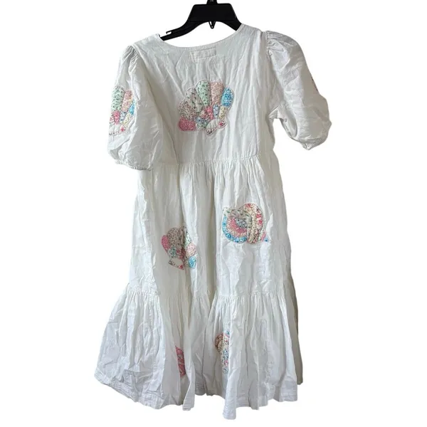 Sea New York Zara 100% Cotton White Seashell Patch Mini Dress Size 11 - 12 - Image 4