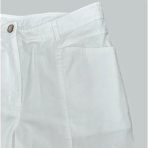 L.L. Bean Women's Mid-Rise‎ Wide-Leg Ankle White Utility Pants Casual Modern - Image 4