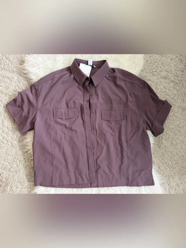 NWT ATHLETA HIKE PACKABLE TOP maroon size small oversized fit - Image 5