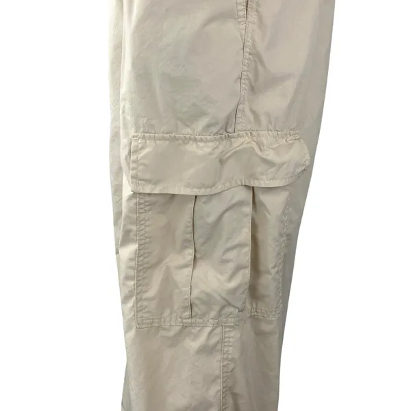 Uniqlo Women's Cream High Waisted Baggy Relaxed Utility Cargo Trousers Pants M - Image 3