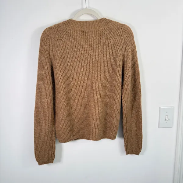J. Crew Wool Alpaca Blend Sweater Brown Beaded Flower Embellished Womens Medium - Image 8
