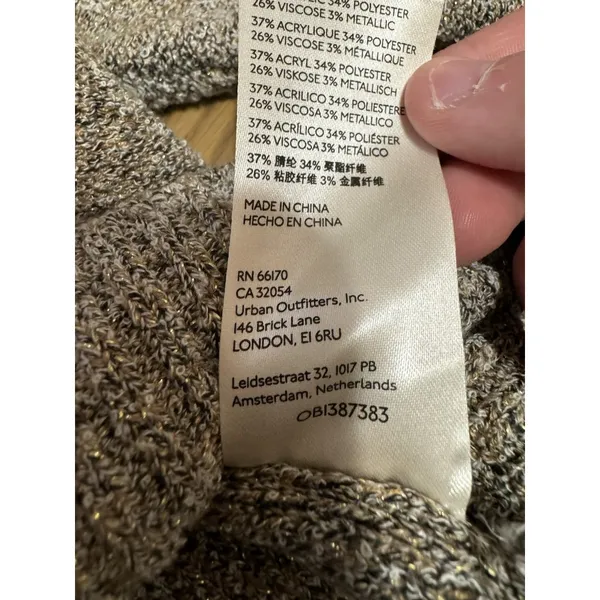 FREE PEOPLE‎ FP Going For Gold V Neck Wrap Crop Sweater Long Sleeve Knit Size XS - Image 8