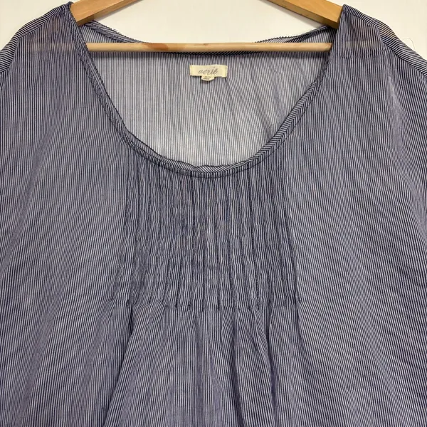 Aerie Sheer Short Sleeve Blouse Womens XL Beachy Nautical Flowy‎ Preppy Cottage - Image 3