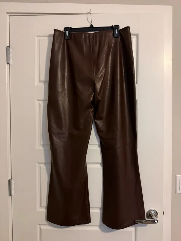 Abercrombie Faux Leather Wide-Leg Pants in Deep Brown - Image 3