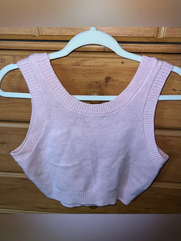 Hot Topic Sweet Society pink monster sweater vest skull bow alternative goth med - Image 4