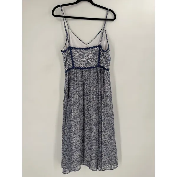 NSR Floral Lace Midi Dress Womens Large Blue White‎ Crochet Trim Cottagecore - Image 9