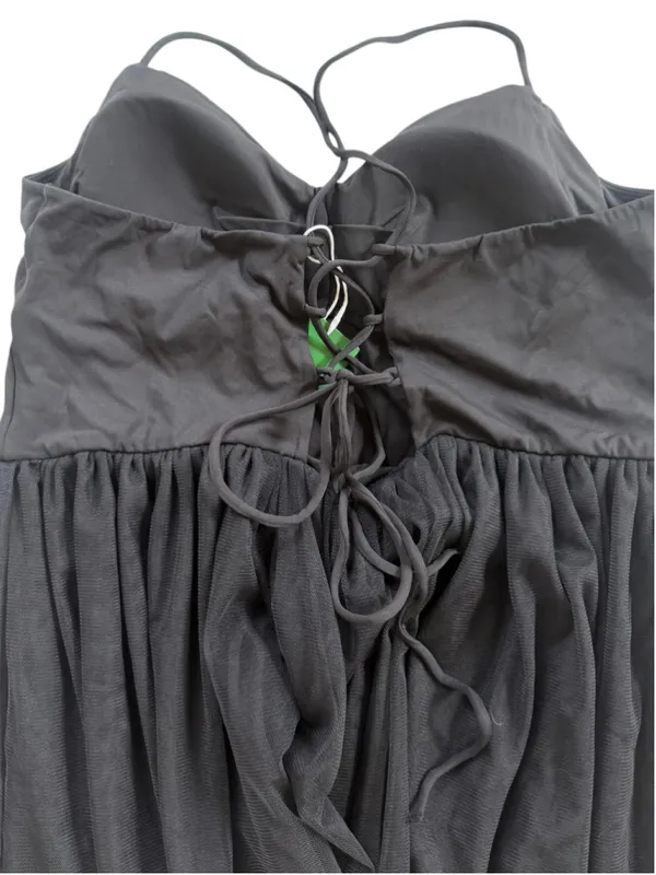 Size XL Halara V Neck Ruched Lace Up Contrast Mesh Midi Casual Dress - Image 6