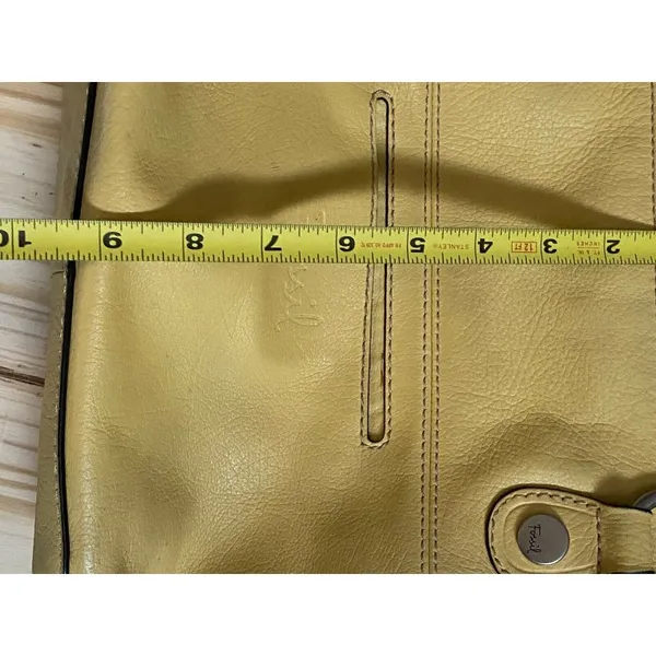 Fossil Yellow‎ Leather Shoulder Bag With Inner & Outer Zippers - Image 12