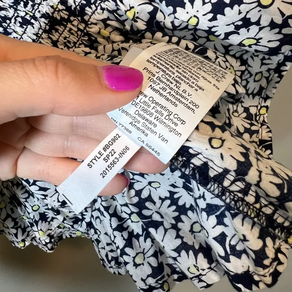J. Crew Puff Sleeve Smocked Peplum Daisy‎ Floral Top Navy White Cotton Medium - Image 7
