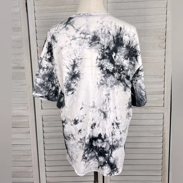 URBAN OUTFITTERS Stretchy Tie Dye Tee White/Black-Large - Image 2