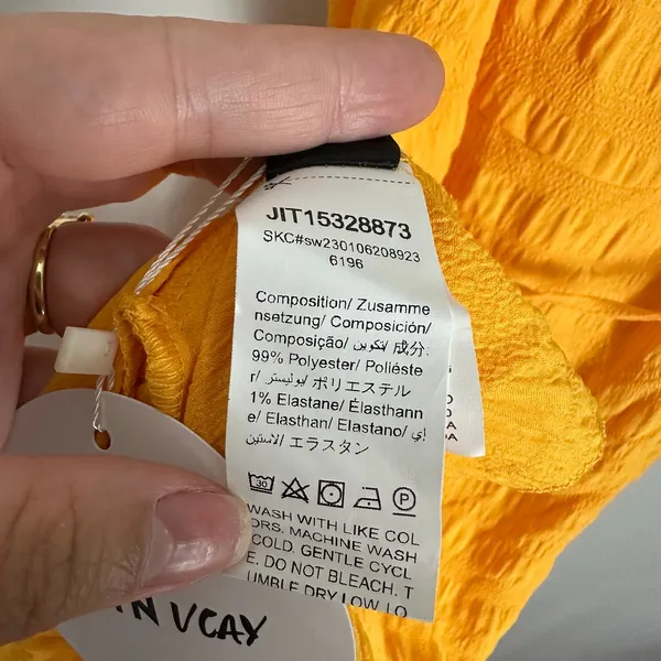 Women's Ruffle Hem Wrap Dress A-line Yellow Size XL NWT Vacation Resortwear - Image 8