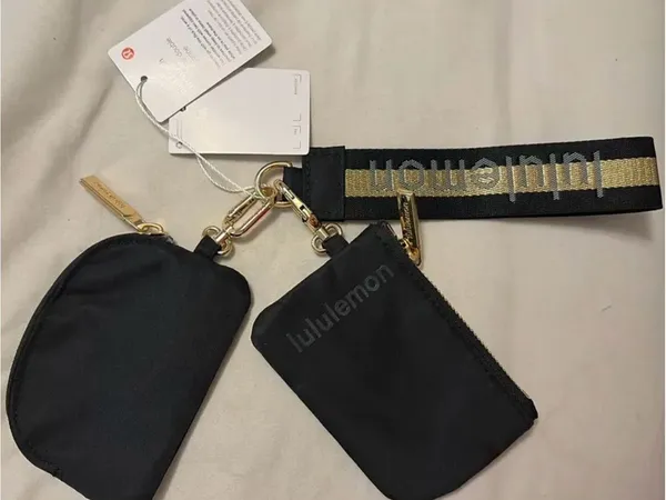 ✨Lululemon Dual Pouch Wristlet Black / Gold / Grey✨ - Image 9