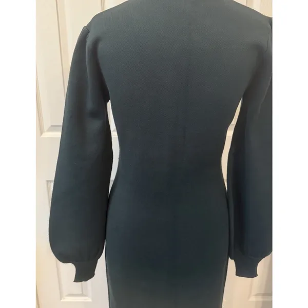 Lulus NWT Sweater Dress Sz MED Rhapsodize‎ Emerald Green Balloon Sleeve Bodycon - Image 6