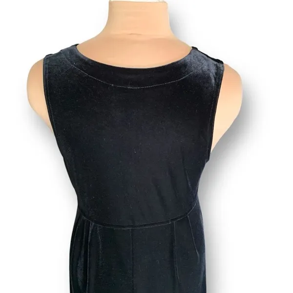 Vintage Studio Ease Black Velvet Babydoll Waist‎ Sleeveless Vneck Maxi Dress - Image 3