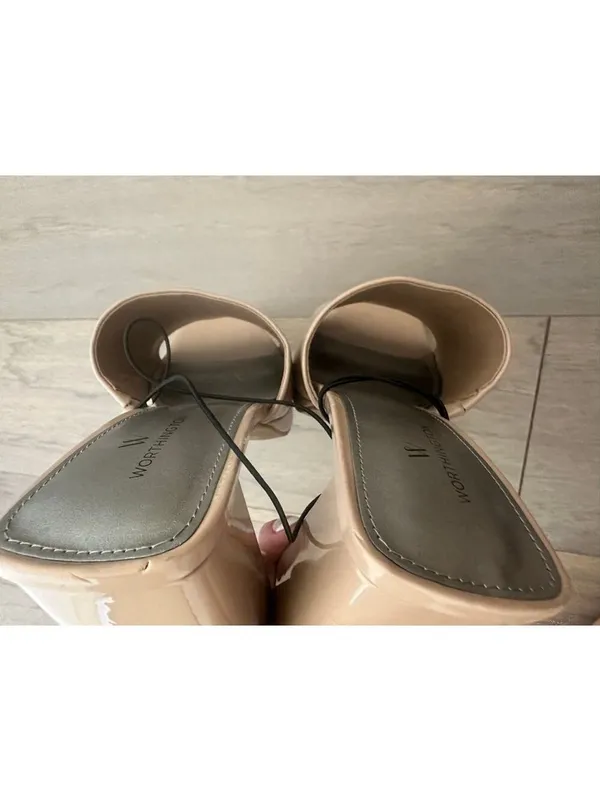 Worthington Nude Patent Block Heel Platform Mules Size 8.5 - Image 8
