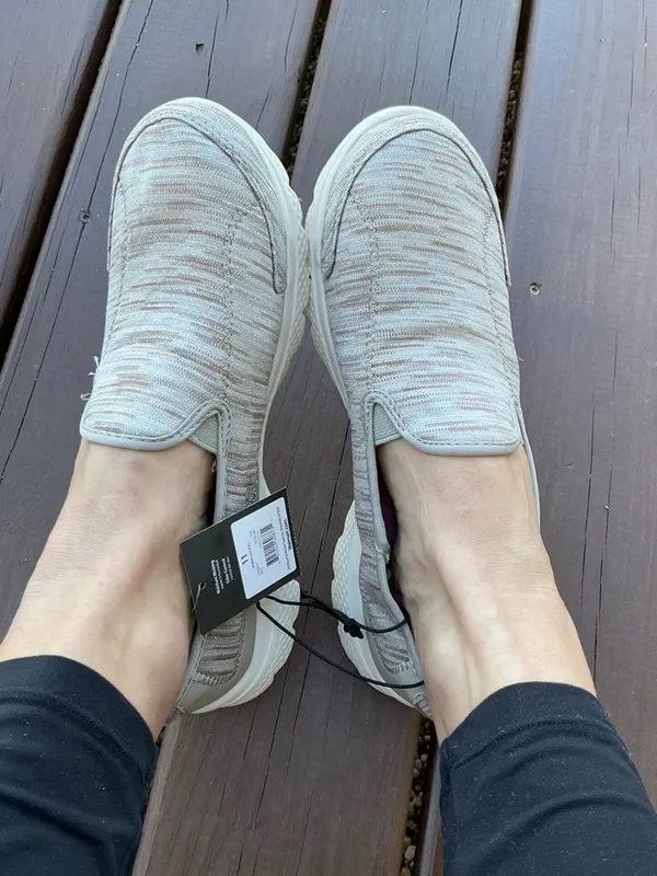 Memory Foam Slip-On Sneakers in Beige - Women's Casual Comfort - Image 2