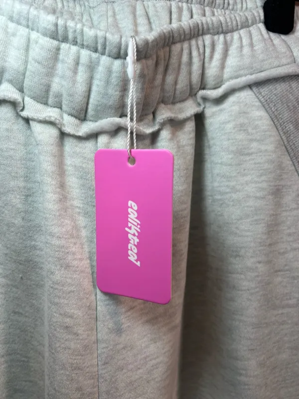 Edikted Kori Oversized Wide-Leg Sweatpants Gray Melange Pocket Fleece NEW Medium - Image 4