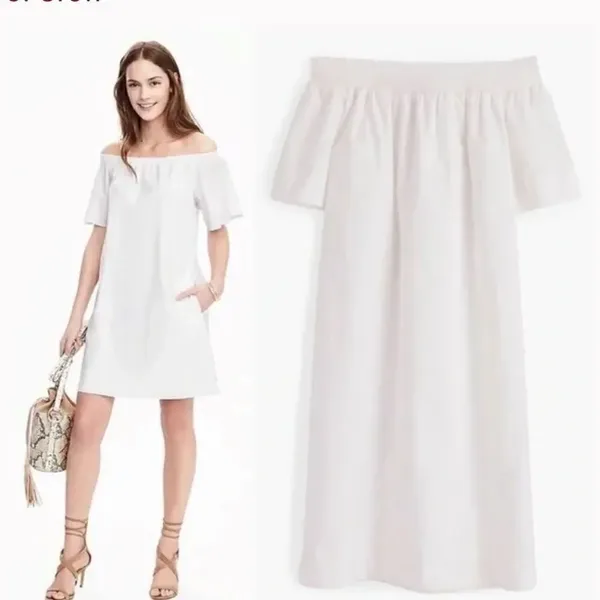 J.Crew Off-The-Shoulder Dress In Cotton Poplin Nwt 2 - Image 2