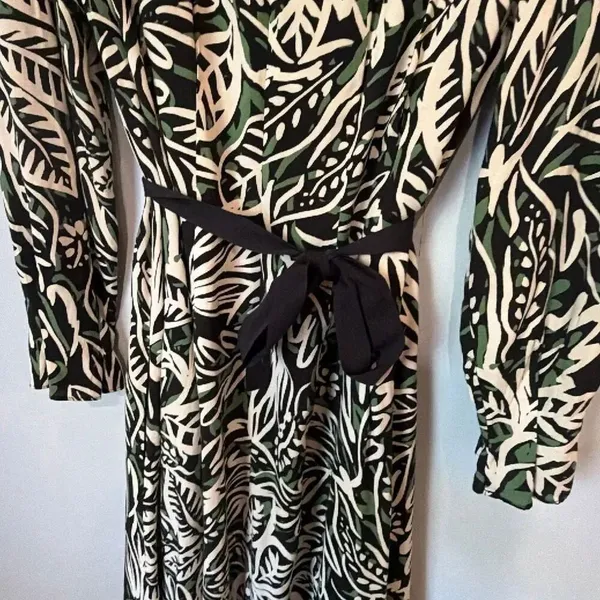 Maggy London Long Sleeve Knee Length Leaf Print Abstract Print Dress Sz 12 #900 - Image 9
