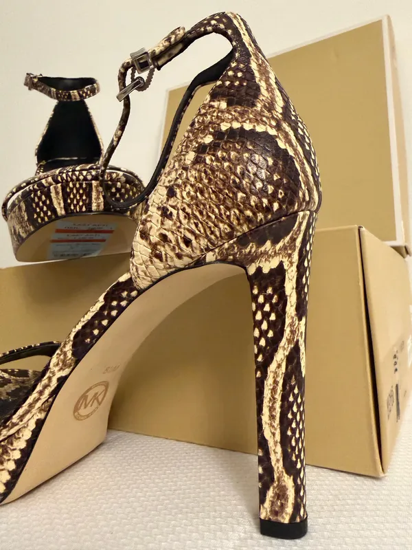 Michael Kors Python Print Ankle Strap Heels  - Image 4