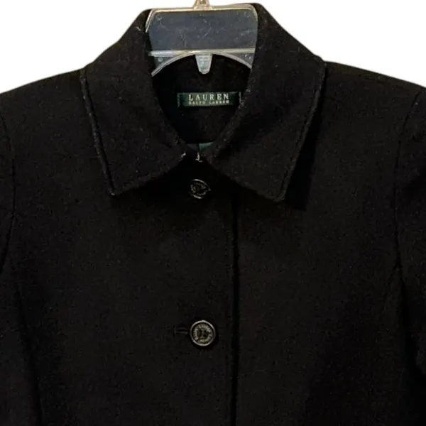 Lauren Ralph‎ Lauren Black Pea Coat Blazer Wool Blend Winter 4P - Image 2