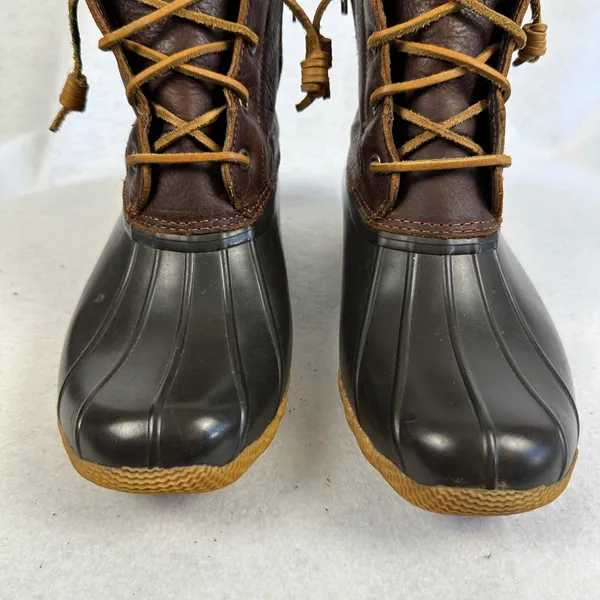 Sperry Women's 7.5 Duck‎ Boots Brown Leather Rubber Waterproof Winter Rain Boots - Image 4