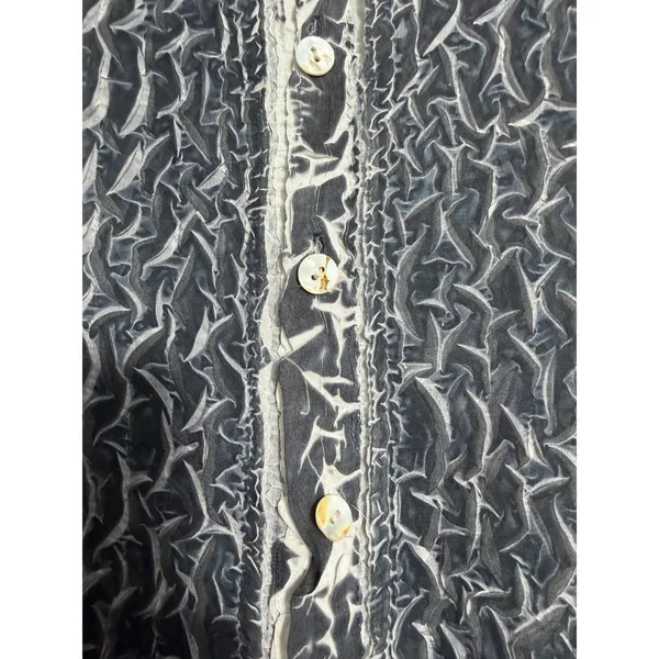 Hugging Kisses Vintage 90s Y2K Cringle Gauze Button Long Sleeve Grey 3 US Medium - Image 3