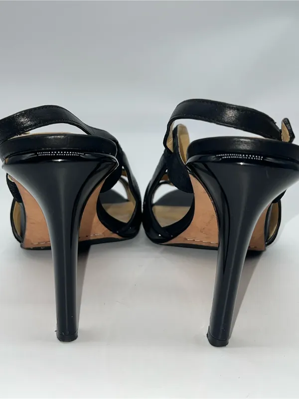 Cole Haan Women's Strappy High Heel Black Leather, Patent and Suede Sandals-Sz 9 - Image 5
