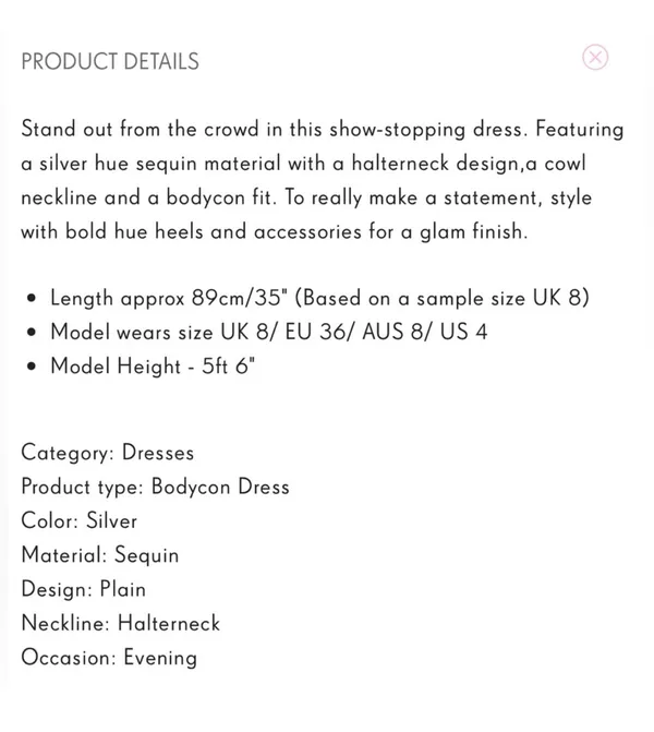 s Silver Sequin Mini Dress - Image 4