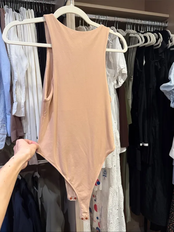 Zara Sleeveless High-Neck Bodysuit in Blush Peach - Image 2