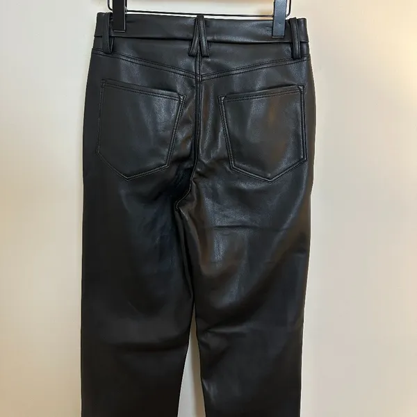 GOOD AMERICAN Faux Leather Good Icon Jeans in Black001 Size US 27 - Image 8