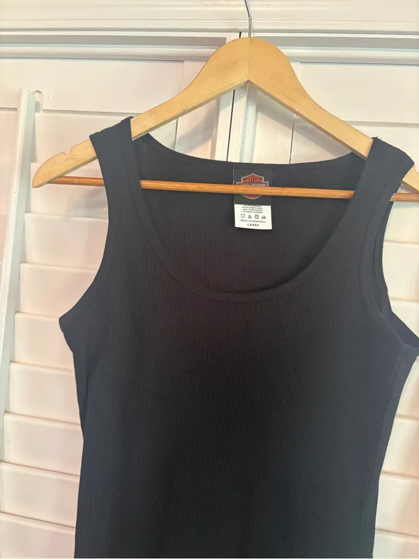 Harley Davidson Black Ribbed Tank Top Size Large - Image 3