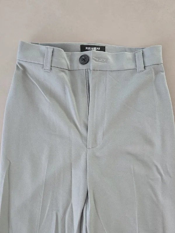 Pull&Bear Wide-Leg Trousers in Light Sage Size 0 - Image 5