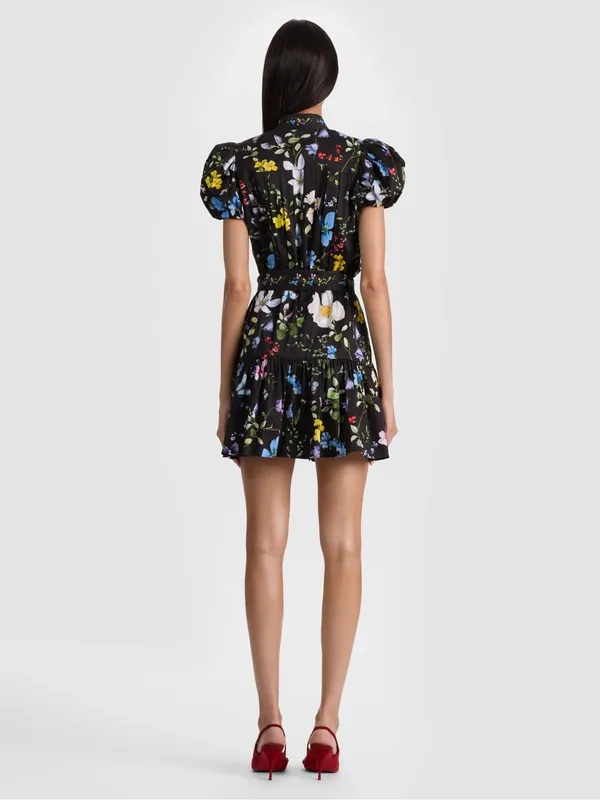 Alice + Olivia Cora Mini Shirt Dress in Twisting Vines Black XS - Image 8